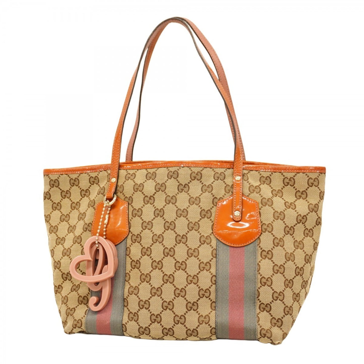 Gucci Tote Bag Gg Canvas 211971 Enamel Brown Champagne
