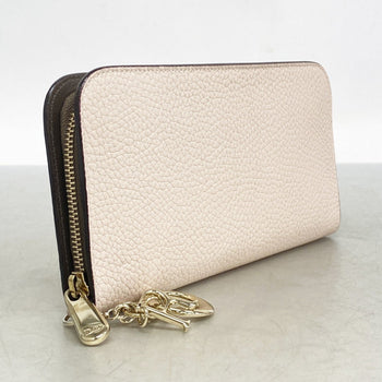 Christian Dior Diorissimo Leather Long Wallet In Pink Beige