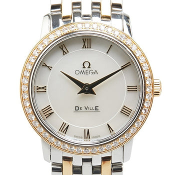 Omega De Ville Prestige Diamond Bezel Watch 413.25.27.60.05.001 Quartz White Dial Stainless Steel
