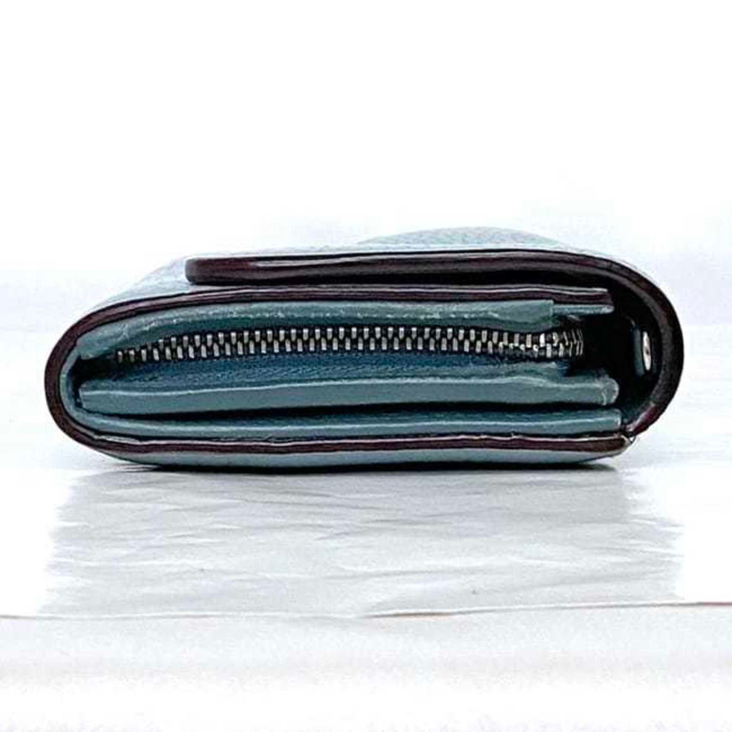 Christian Dior Bi-Fold Long Wallet Ec-22659 Light Blue Diorissimo Rencontre Leather 03-Ma-0146 Flap