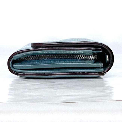 Christian Dior Bi-Fold Long Wallet Ec-22659 Light Blue Diorissimo Rencontre Leather 03-Ma-0146 Flap