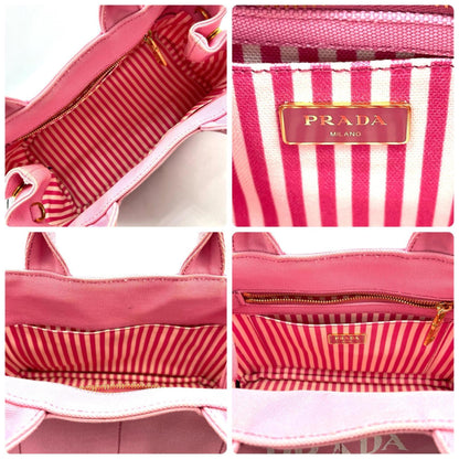 Prada Canapa Handbag B2439G Canvas Pink