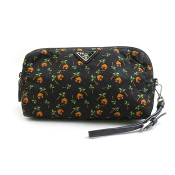 Prada Pouch Nylon Black X Orange Green