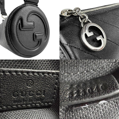 Gucci Shoulder Bag Leather Black Silver