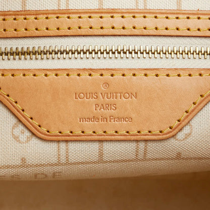 Louis Vuitton Damier Azur Neverfull Pm Tote Bag N51110 White Leather