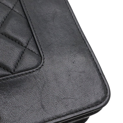 Chanel Mademoiselle Matelasse Chain Wallet Shoulder Bag Pochette Leather Black A80972