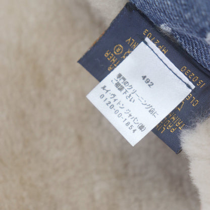 Louis Vuitton Nigo Echarpe Shearling Monogram Denim Leather Patch Reversible Scarf Blue/Beige With