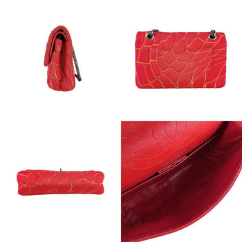 Chanel Shoulder Bag 2.55 Canvas Metal Red