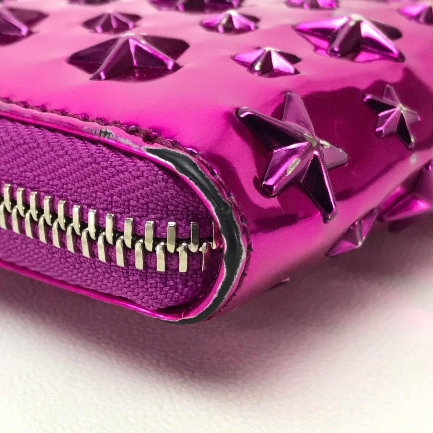 Jimmy Choo 163Filipa.Cim Zip Around Long Wallet Filipa Star Studs Long Wallet Purple Metallic Purple