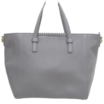 Salvatore Ferragamo Marta Punching Gancini Leather 2Way Shoulder Bag Tote Grey