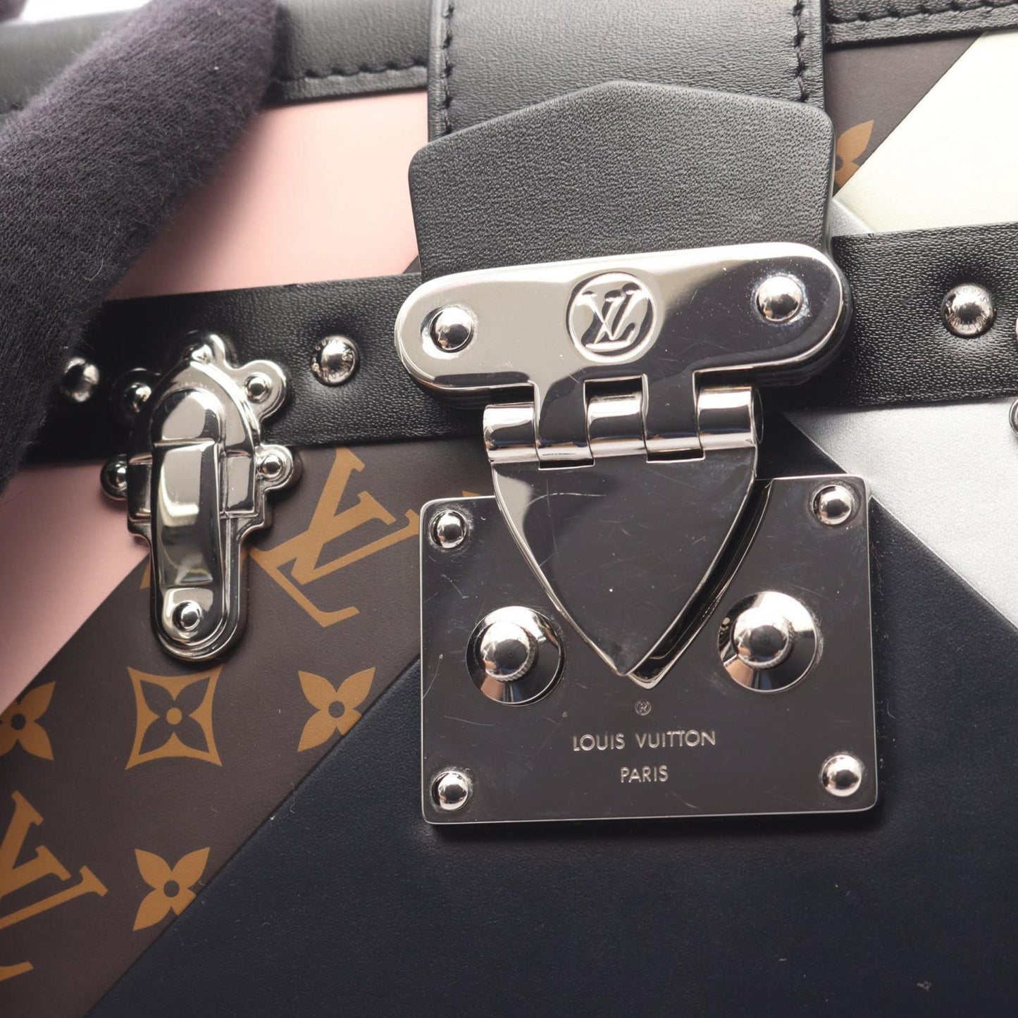 Louis Vuitton Petite Malle Shoulder Bag In Leather And Coated Canvas With Monogram Design