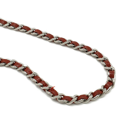 Chanel Coco Mark Caviar Skin Chain Wallet Shoulder Bag Leather Red 8654