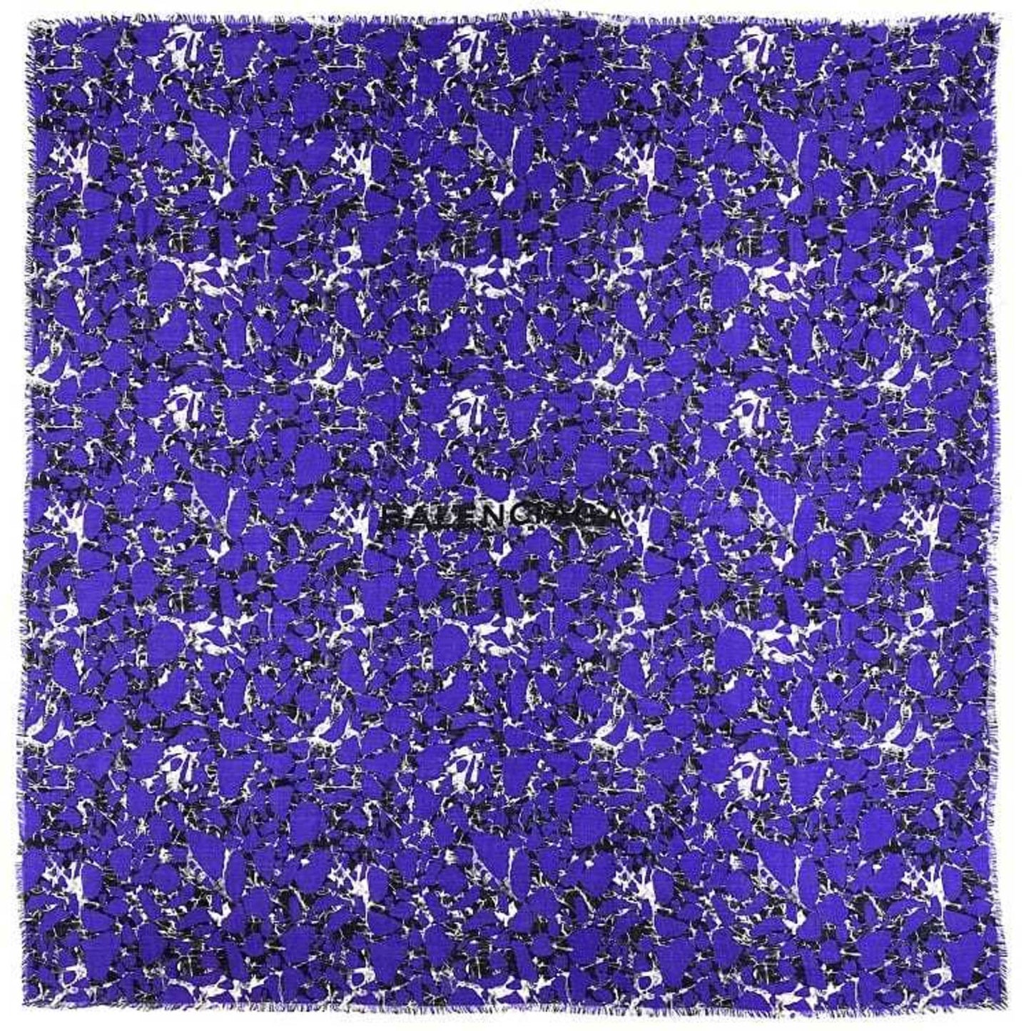 Balenciaga Stole Navy 508313 50% Wool Silk Balenciaga Large Square Mosaic Camouflage