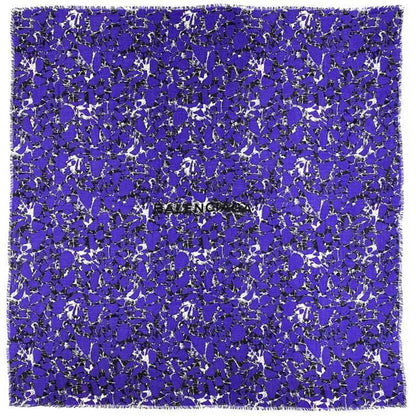 Balenciaga Stole Navy 508313 50% Wool Silk Balenciaga Large Square Mosaic Camouflage