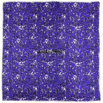 Balenciaga Stole Navy 508313 50% Wool Silk Balenciaga Large Square Mosaic Camouflage