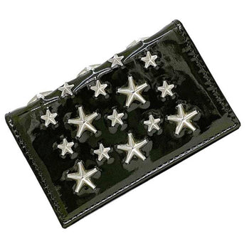 Jimmy Choo Business Card Case Ec-23889 Khaki Green Patent Leather Jimmy Choo Studded Star Design