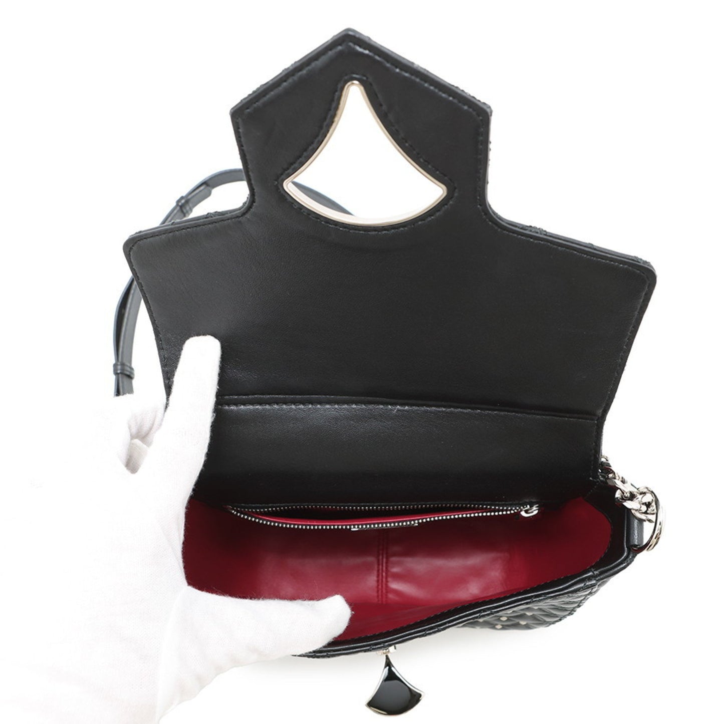 Bvlgari Chain Shoulder Bag Diva Dream Leather Black