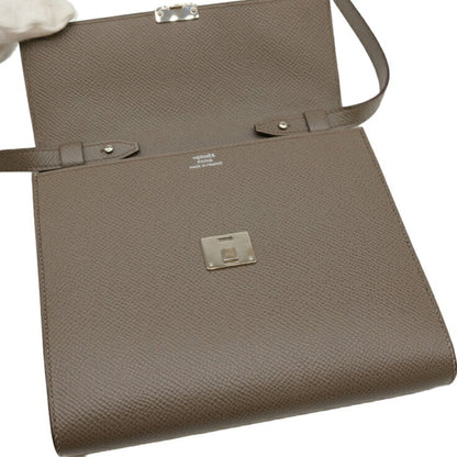 Hermes Click 16 Shoulder Bag Pouch Wallet Epsom Leather Etoupe Greige #A