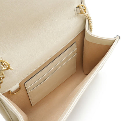 Gucci Raja Web Stripe Tiger Head Chain Shoulder Bag Clutch Leather Ivory 573797