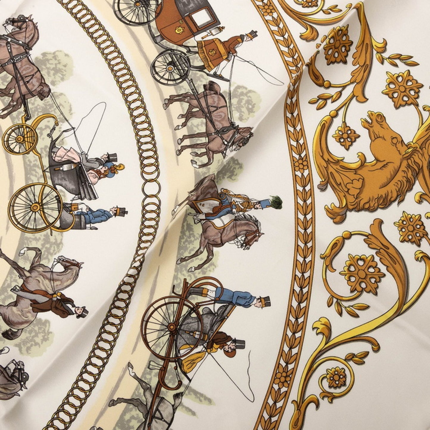 Hermes Herms Carr 90 "La Promenade De Longchamps" Scarf