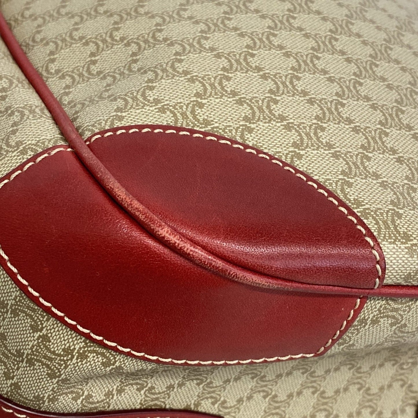 Celine Handbag Macadam Beige Red