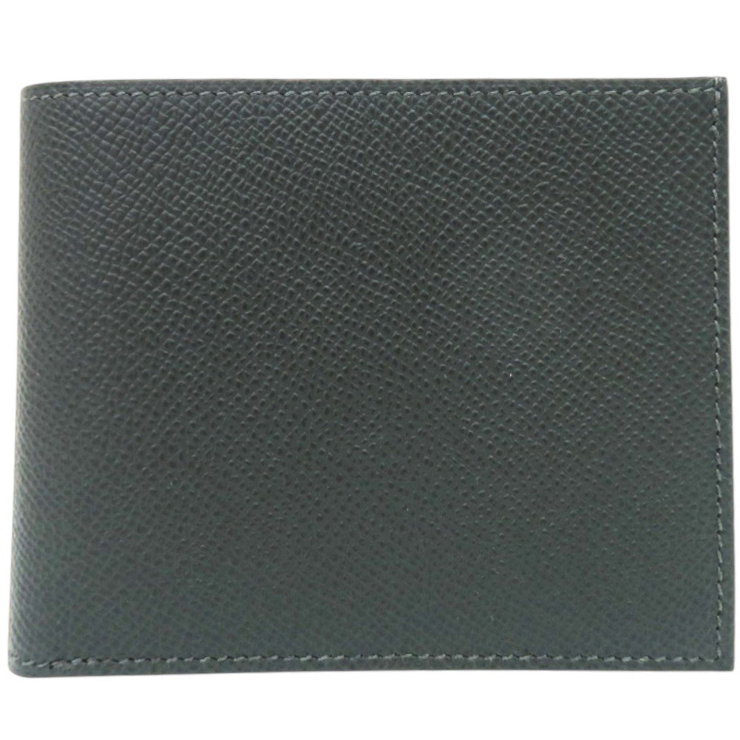 Unused Herms Mc2 Citizen Twill Compact Epsom Leather Vert Mangrove K Stamp (Made In 2025) Bi-Fold