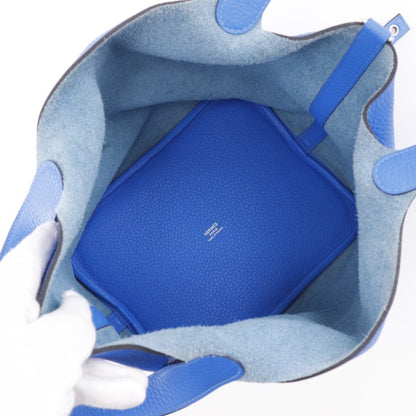 Hermes Herms Picotin Lock Mm Handbag In Taurillon Clemence Blue Hydra Leather