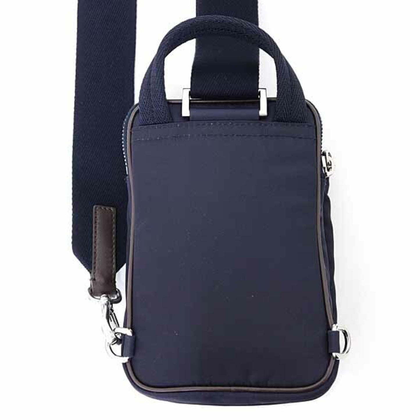 Prada Re-Nylon X Leather Smartphone Case/Shoulder Bag 2Zh194 F0C1B Blu+Caffe Navy/Dark Brown