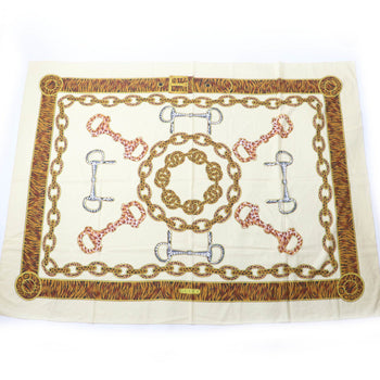 Gucci Vintage 100% Cotton Animal Print Horsebit Large Shawl/Stole In Brown