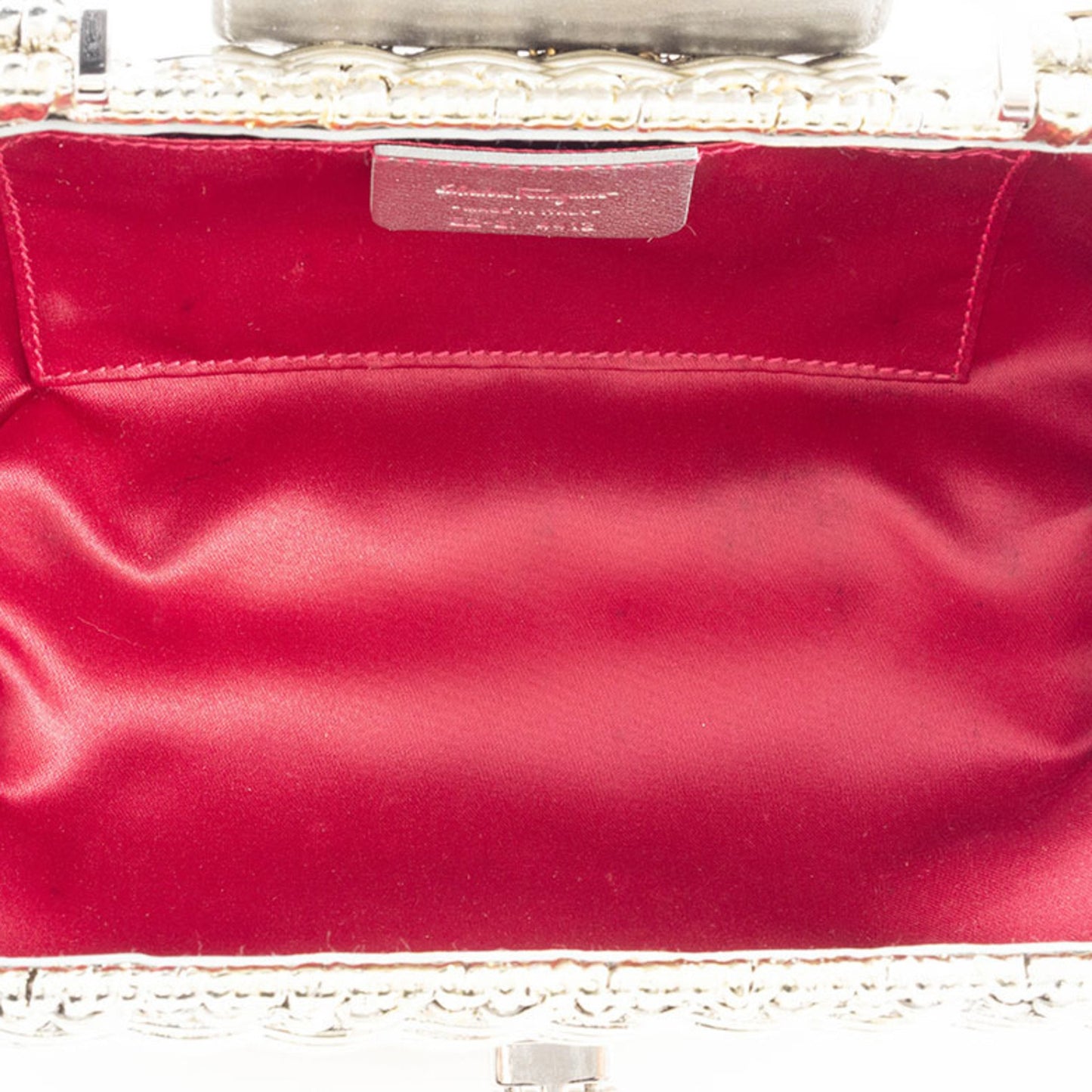 Salvatore Ferragamo Gancini Handbag In Silver Rattan