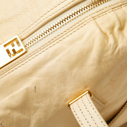 Fendi Zucca Unzipped Tote Bag Shoulder 8Br623 Beige Leather