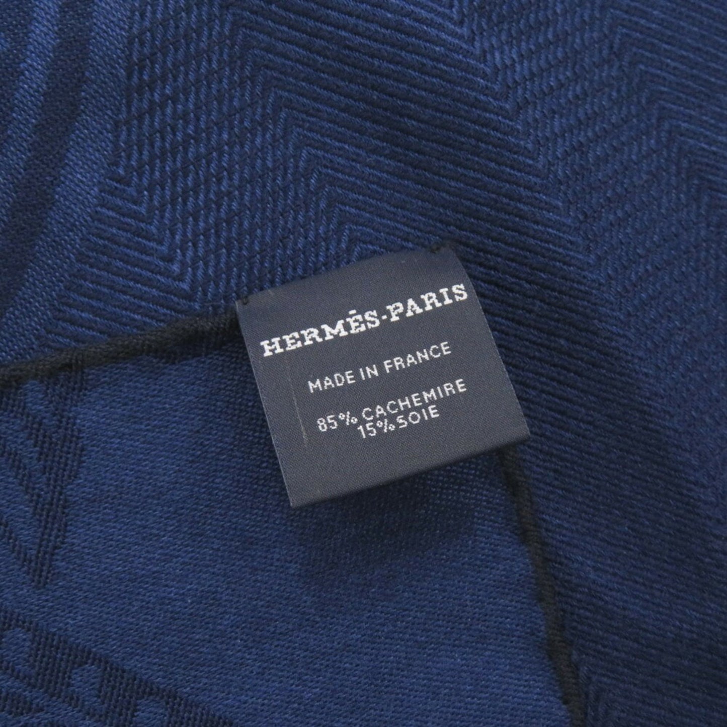 Like New Herms Carr 110 New Libris Cashmere Silk Blue Profon Scarf Muffler 1202Hermes