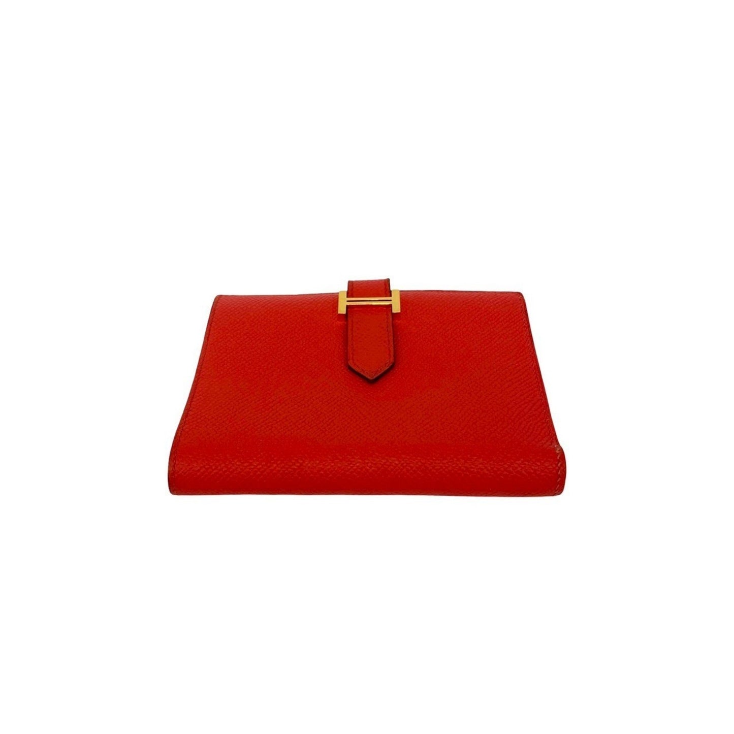 Hermes Bearn Compact Epsom Leather Bifold Wallet Mini Rouge Tomato 35167