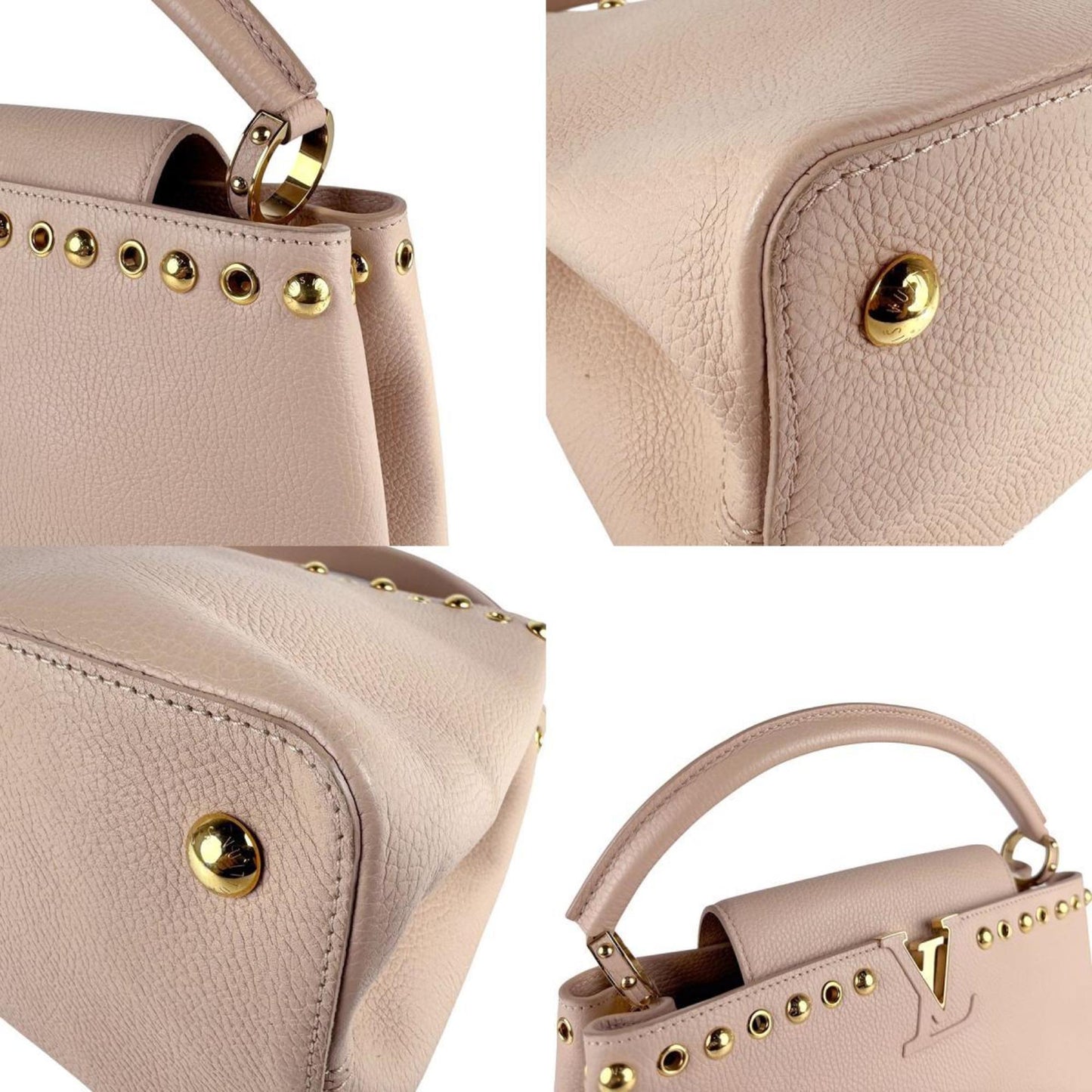 Louis Vuitton Capucines Mm Shoulder Bag/Handbag In Pink Beige Leather