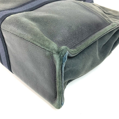 Hermes Herms Half Leather Foule Mm Tote Bag Handbag Canvas