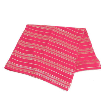 Celine Large Stole Border Pattern Silk Shawl Vivid Pink X Gold Thread