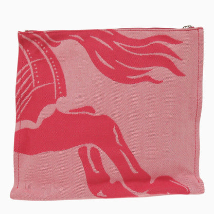 Like New Burberry 8082221 Canvas Red Clutch Bag Pouch 1002 Burberry