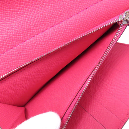 Hermes Herms Kelly Wallet Compact Rose Extreme Silver Hardware Bifold Epson