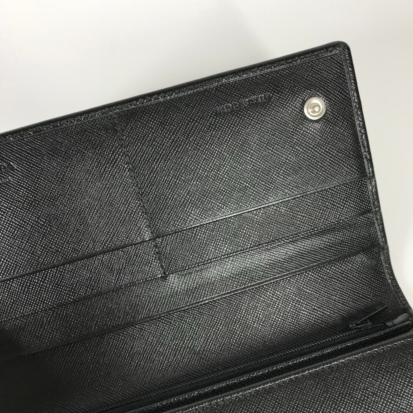 Prada M608A Triangle Logo Triangle Logo Plate Bifold Long Wallet Black