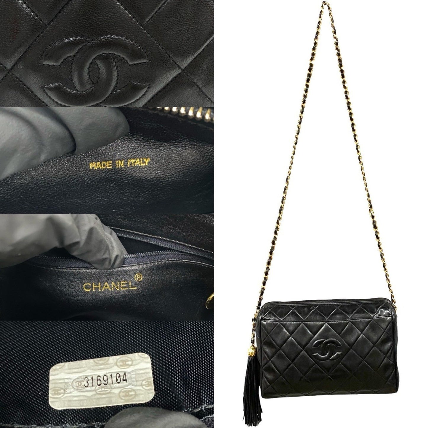 Chanel Matelasse Coco Mark Lambskin Leather Tassel Chain Shoulder Bag