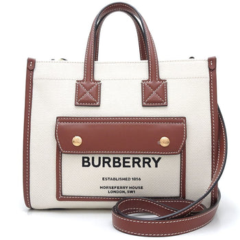 Burberry Freya Tote 8044143 Shoulder Bag Canvas X Leather Natural Brown 351993