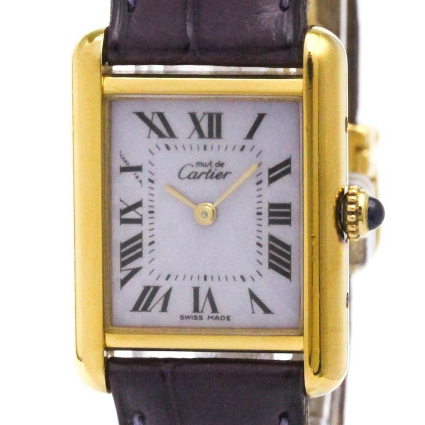 Cartier Must Tank Vermeil Gold Plated Leather Quartz