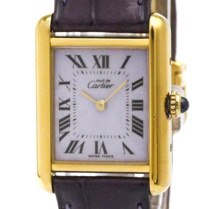 Cartier Must Tank Vermeil Gold Plated Leather Quartz