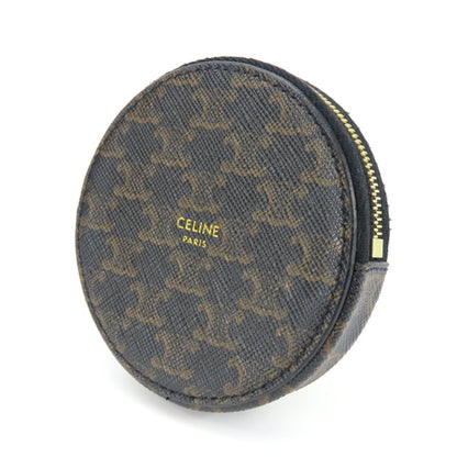 Celine Wallet/Coin Case Triomphe 10D222Bq3.38No Leather Black Brown Round