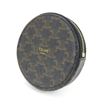 Celine Wallet/Coin Case Triomphe 10D222Bq3.38No Leather Black Brown Round