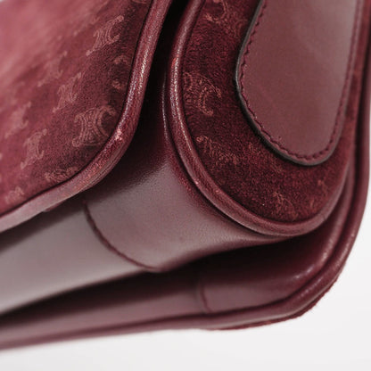 Celine Old Triomphe Suede Shoulder Bag Bordeaux