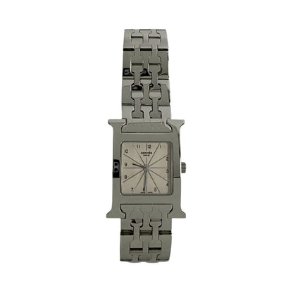 Hermes H Watch Quartz Stainless Steel Wristwatch Silver