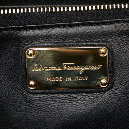 Salvatore Ferragamo Gancini Tote Bag Shoulder Black Leather