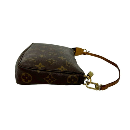 Louis Vuitton Pochette Accessoires Monogram Leather Mini Handbag Pouch Brown 53615