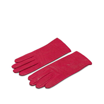 Hermes Stitch Gloves Size: 7 1/2 Wine Red Pink Leather